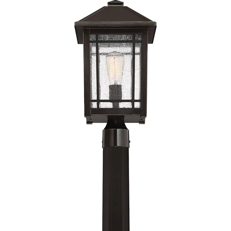 Quoizel Cedar Point 10in 1-Light Outdoor Lantern | Rustic Palladian Bronze and Clear Seedy Glass | Front Porch & Entryway | Model CPT9010PN