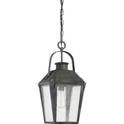 Quoizel Carriage 10in 1-Light Outdoor Lantern | Traditional Mottled Black and Clear Seedy Glass | Front Porch & Entryway | Model CRG1910MB