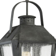 Quoizel Carriage 10in 1-Light Outdoor Lantern | Traditional Mottled Black and Clear Seedy Glass | Front Porch & Entryway | Model CRG1910MB