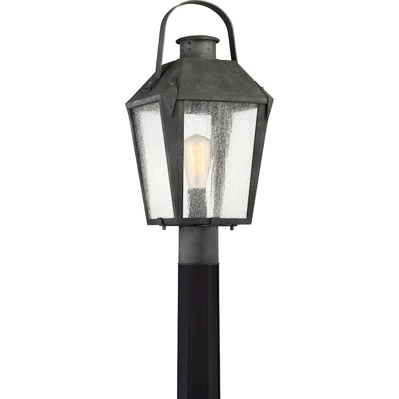 Quoizel Carriage 1 Lt 150W Outdoor Post Lantern, Lg, Mottled Black