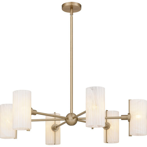 Quoizel Curran 6Lt Chandelier, Bronze Gold/Clear Ribbed Swirl - CRR5036BGD
