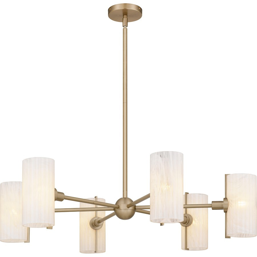 Quoizel Curran 6Lt Chandelier, Bronze Gold/Clear Ribbed Swirl - CRR5036BGD