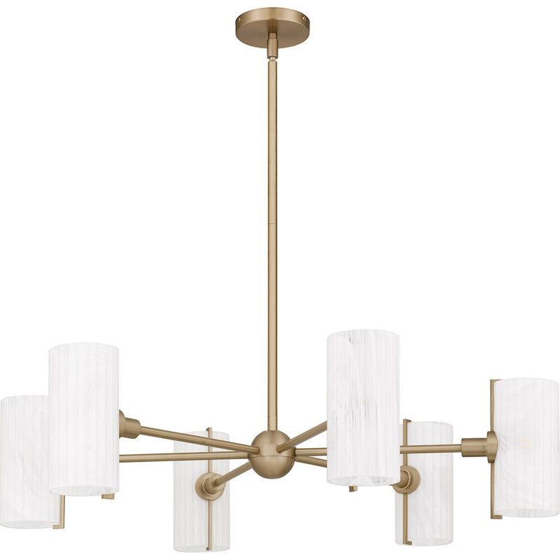 Quoizel Curran 6Lt Chandelier, Bronze Gold/Clear Ribbed Swirl