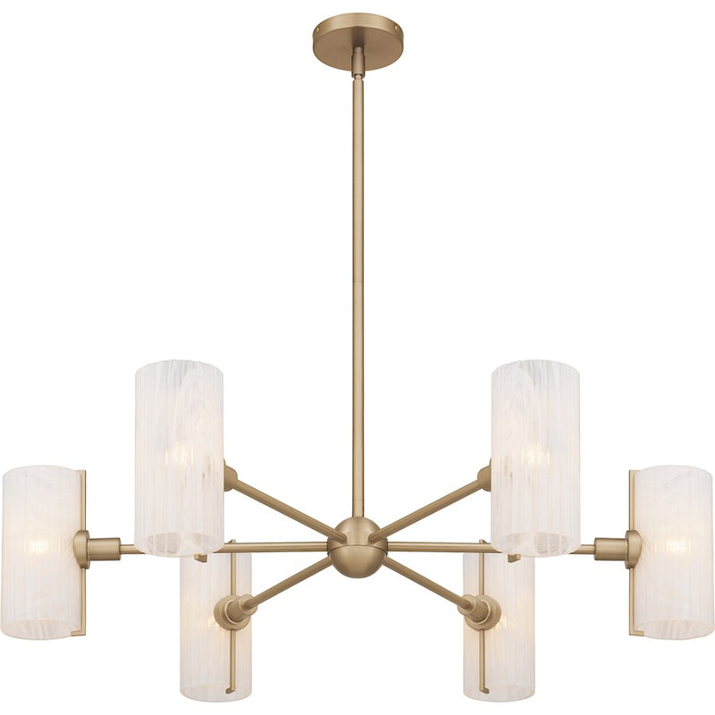 Quoizel Curran 6Lt Chandelier, Bronze Gold/Clear Ribbed Swirl