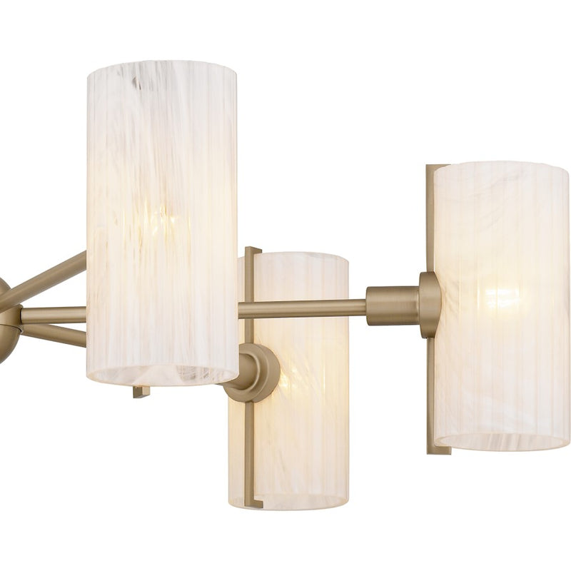 Quoizel Curran 6Lt Chandelier, Bronze Gold/Clear Ribbed Swirl