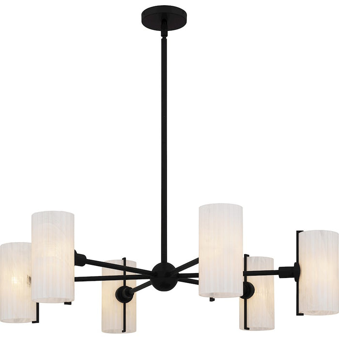 Quoizel Curran 6Lt Chandelier, Black/Clear Ribbed Swirl - CRR5036MBK