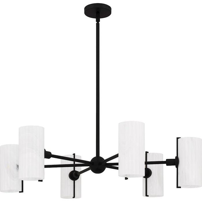Quoizel Curran 6Lt Chandelier, Black/Clear Ribbed Swirl