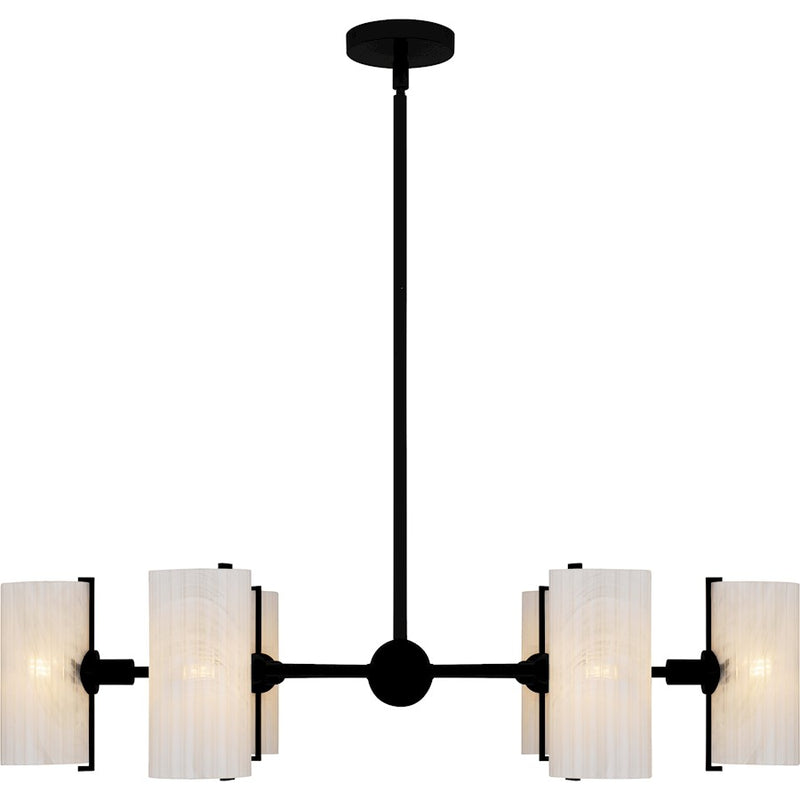 Quoizel Curran 6Lt Chandelier, Black/Clear Ribbed Swirl