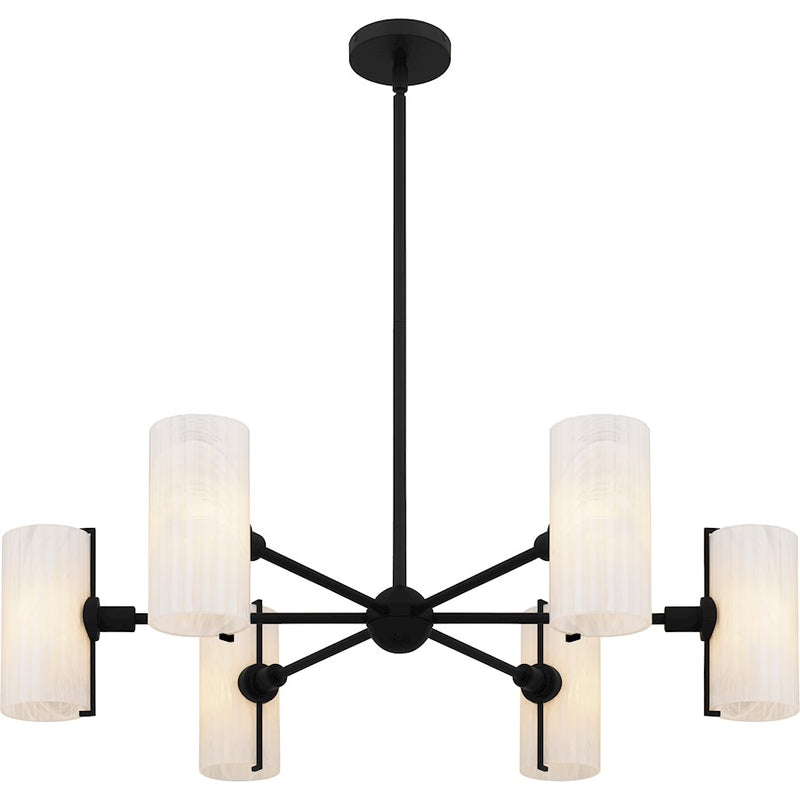 Quoizel Curran 6Lt Chandelier, Black/Clear Ribbed Swirl