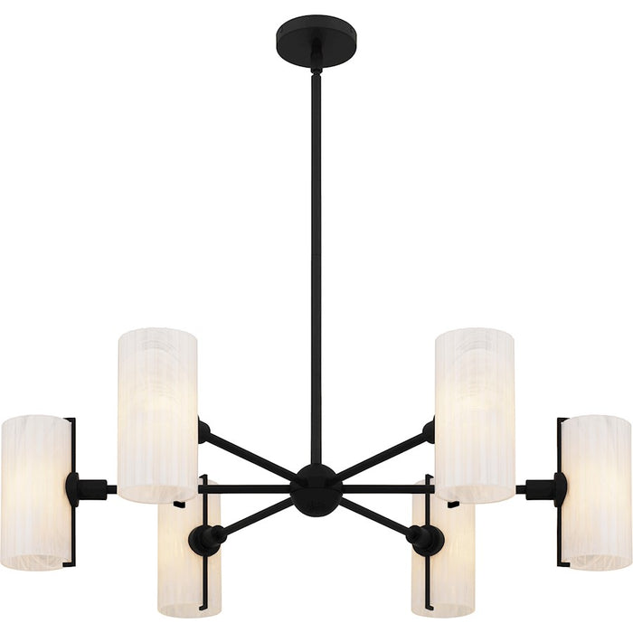 Quoizel Curran 6Lt Chandelier, Black/Clear Ribbed Swirl