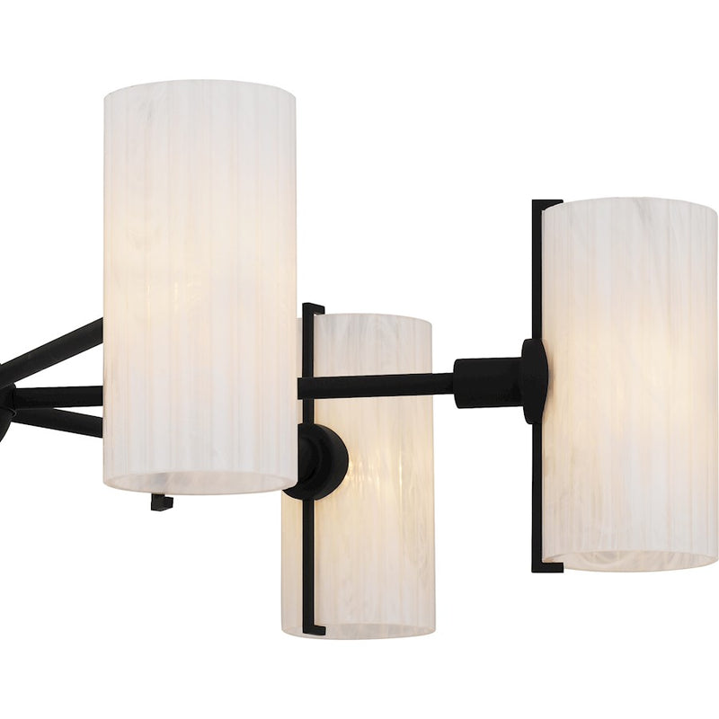 Quoizel Curran 6Lt Chandelier, Black/Clear Ribbed Swirl