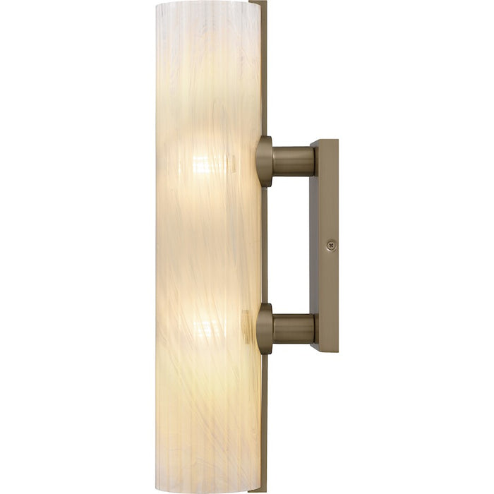 Quoizel Curran 2Lt Wall Sconce, Bronze Gold/Clear Ribbed Swirl