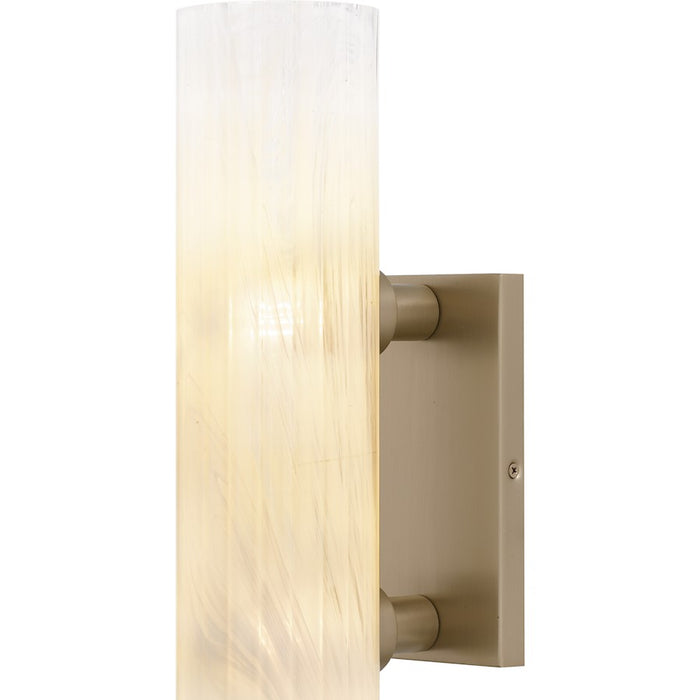Quoizel Curran 2Lt Wall Sconce, Bronze Gold/Clear Ribbed Swirl