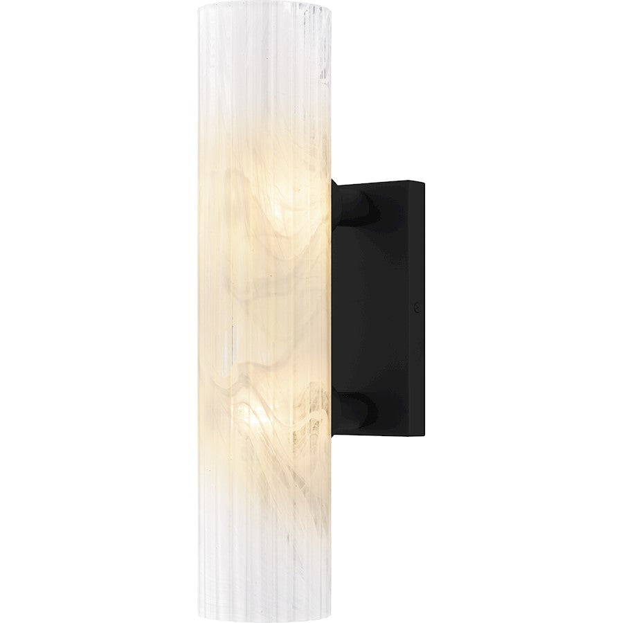 Quoizel Curran 2Lt Wall Sconce, Black/Clear Ribbed Swirl - CRR8805MBK