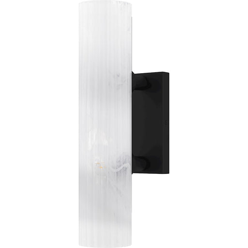 Quoizel Curran 2Lt Wall Sconce, Black/Clear Ribbed Swirl