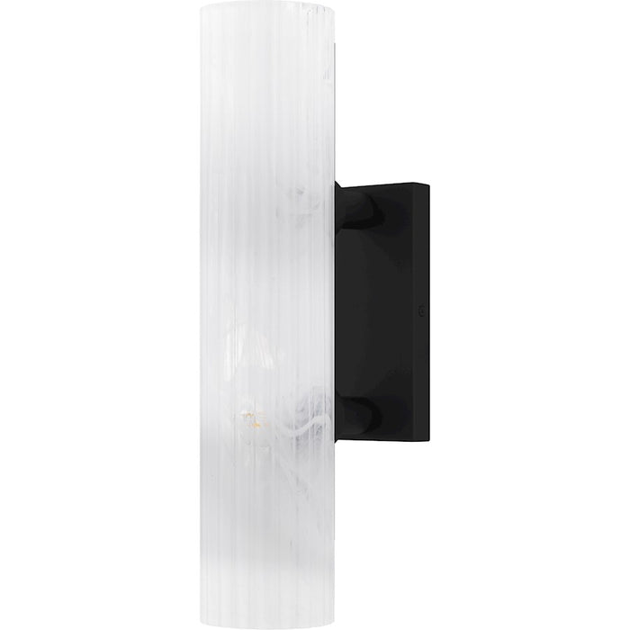 Quoizel Curran 2Lt Wall Sconce, Black/Clear Ribbed Swirl