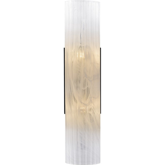 Quoizel Curran 2Lt Wall Sconce, Black/Clear Ribbed Swirl