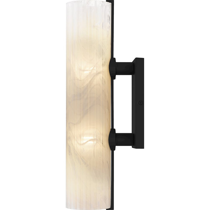 Quoizel Curran 2Lt Wall Sconce, Black/Clear Ribbed Swirl