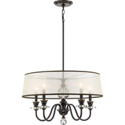 Quoizel Ceremony 25in 5-Light Chandelier | Traditional Palladian Bronze and Amber Organza Fabric | Dining Room | 25 x 25 x 15.5 in | Model CRY5005PN