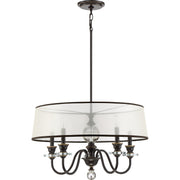 Quoizel Ceremony 25in 5-Light Chandelier | Traditional Palladian Bronze and Amber Organza Fabric | Dining Room | 25 x 25 x 15.5 in | Model CRY5005PN