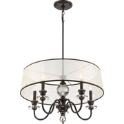 Quoizel Ceremony 25in 5-Light Chandelier | Traditional Palladian Bronze and Amber Organza Fabric | Dining Room | 25 x 25 x 15.5 in | Model CRY5005PN