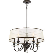 Quoizel Ceremony 25in 5-Light Chandelier | Traditional Palladian Bronze and Amber Organza Fabric | Dining Room | 25 x 25 x 15.5 in | Model CRY5005PN