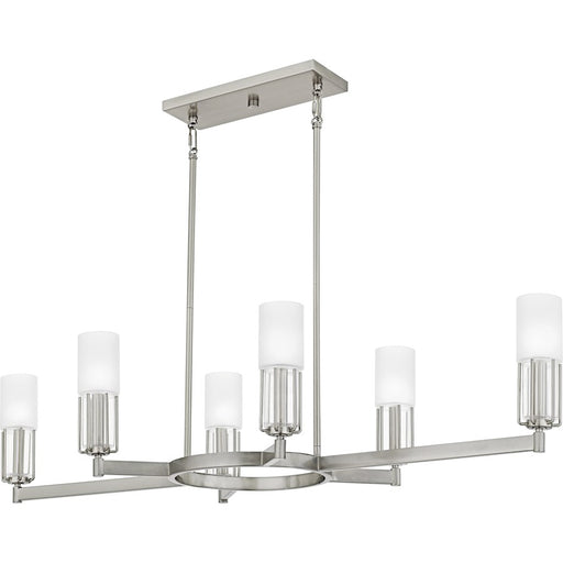 Quoizel Cruz 6Light Island Light, Brushed Nickel/Clear Etched Glass - CRZ648BN