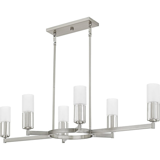 Quoizel Cruz 6Light Island Light, Brushed Nickel/Clear Etched Glass