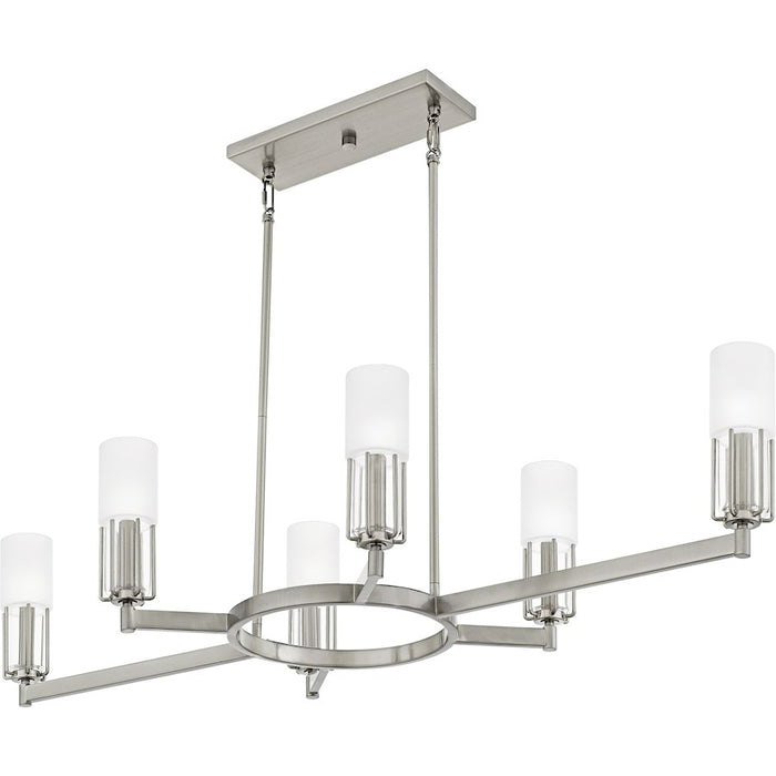 Quoizel Cruz 6Light Island Light, Brushed Nickel/Clear Etched Glass