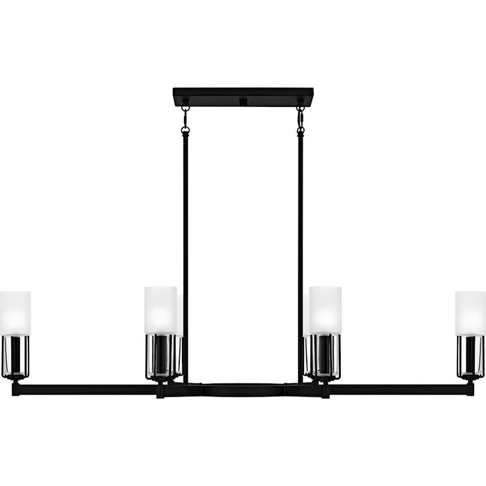 Quoizel Cruz 6Light Island Light, Matte Black/Clear Etched Glass