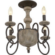 Quoizel Castile 18in 4-Light Semi-Flush Mount | Rustic Black and Wood | Dining Room & Foyer | 18 x 18 x 15.5 in | Model CS1718RK