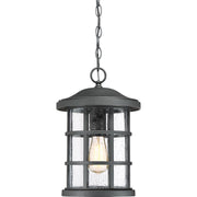 Quoizel Crusade 10in 1-Light Outdoor Lantern | Craftsman Earth Black and Clear Seedy Glass | Front Porch & Entryway | Model CSE1910EK