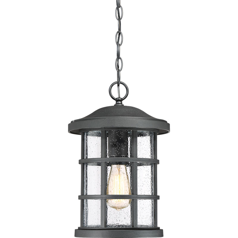 Quoizel Crusade 10in 1-Light Outdoor Lantern | Craftsman Earth Black and Clear Seedy Glass | Front Porch & Entryway | Model CSE1910EK