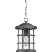 Quoizel Crusade 10in 1-Light Outdoor Lantern | Craftsman Earth Black and Clear Seedy Glass | Front Porch & Entryway | Model CSE1910EK