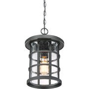 Quoizel Crusade 10in 1-Light Outdoor Lantern | Craftsman Earth Black and Clear Seedy Glass | Front Porch & Entryway | Model CSE1910EK
