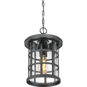 Quoizel Crusade 10in 1-Light Outdoor Lantern | Craftsman Earth Black and Clear Seedy Glass | Front Porch & Entryway | Model CSE1910EK