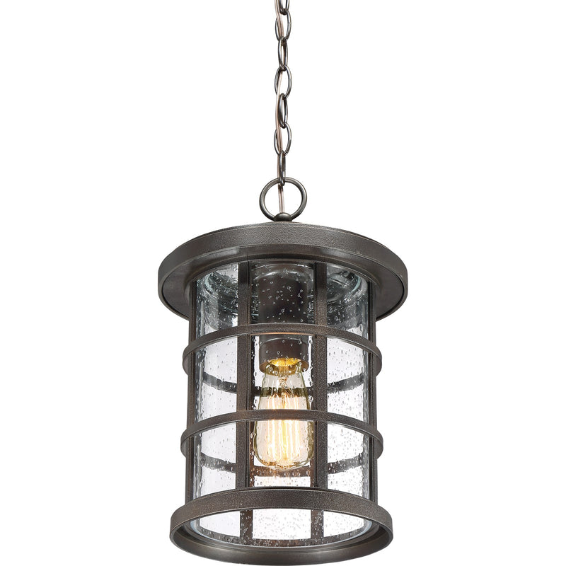 Quoizel Crusade 10in 1-Light Outdoor Lantern | Craftsman Palladian Bronze and Clear Seedy Glass | Front Porch & Entryway | Model CSE1910PN
