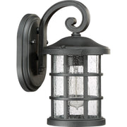 Quoizel Crusade 6in 1-Light Outdoor Lantern | Craftsman Earth Black and Clear Seedy Glass | Porch & Entryway | 6 x 7.75 x 11 in | Model CSE8406EK