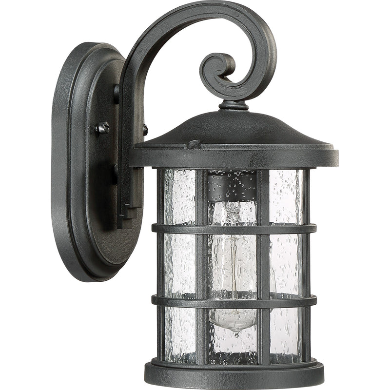 Quoizel Crusade 6in 1-Light Outdoor Lantern | Craftsman Earth Black and Clear Seedy Glass | Porch & Entryway | 6 x 7.75 x 11 in | Model CSE8406EK