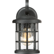Quoizel Crusade 6in 1-Light Outdoor Lantern | Craftsman Earth Black and Clear Seedy Glass | Porch & Entryway | 6 x 7.75 x 11 in | Model CSE8406EK