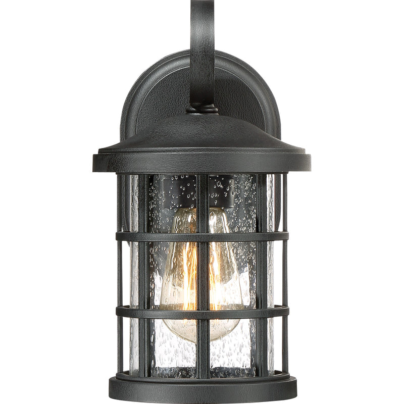Quoizel Crusade 6in 1-Light Outdoor Lantern | Craftsman Earth Black and Clear Seedy Glass | Porch & Entryway | 6 x 7.75 x 11 in | Model CSE8406EK