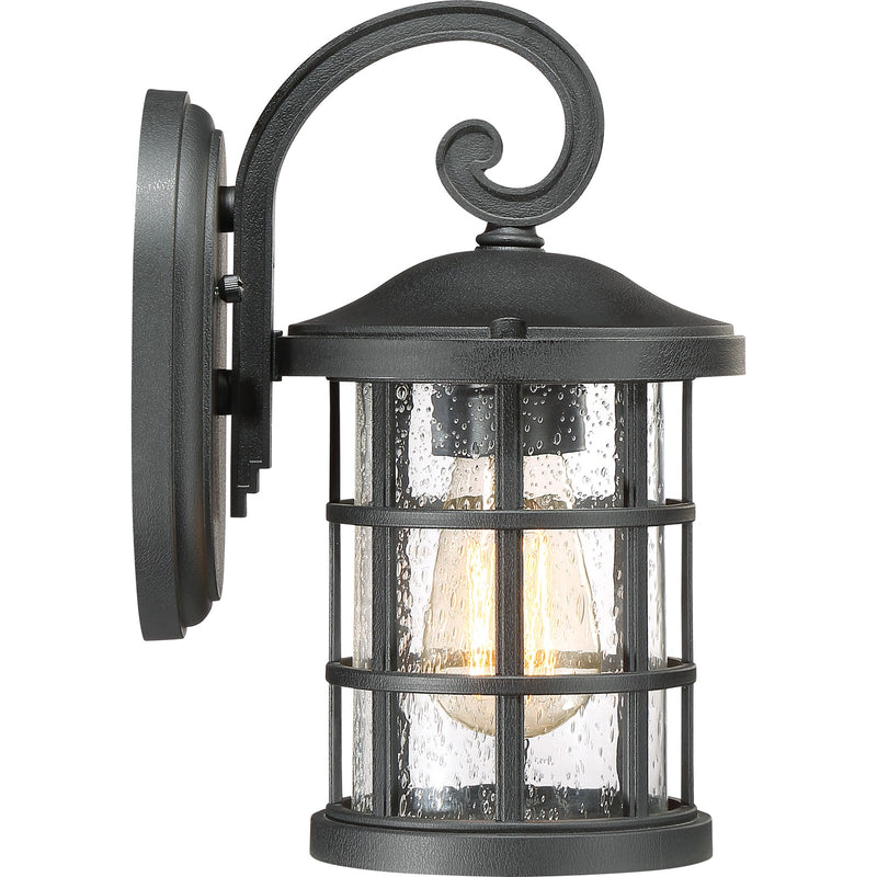 Quoizel Crusade 6in 1-Light Outdoor Lantern | Craftsman Earth Black and Clear Seedy Glass | Porch & Entryway | 6 x 7.75 x 11 in | Model CSE8406EK