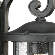 Quoizel Crusade 6in 1-Light Outdoor Lantern | Craftsman Earth Black and Clear Seedy Glass | Porch & Entryway | 6 x 7.75 x 11 in | Model CSE8406EK