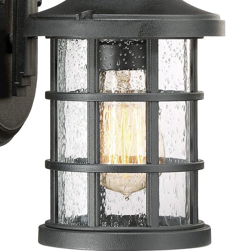 Quoizel Crusade 6in 1-Light Outdoor Lantern | Craftsman Earth Black and Clear Seedy Glass | Porch & Entryway | 6 x 7.75 x 11 in | Model CSE8406EK