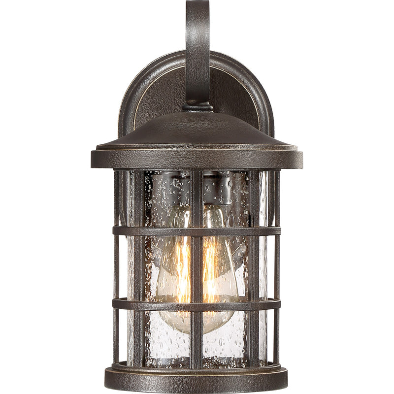 Quoizel Crusade 6in 1-Light Outdoor Lantern | Craftsman Palladian Bronze and Clear Seedy Glass | Porch & Entryway | 6 x 7.75 x 11 in | Model CSE8406PN