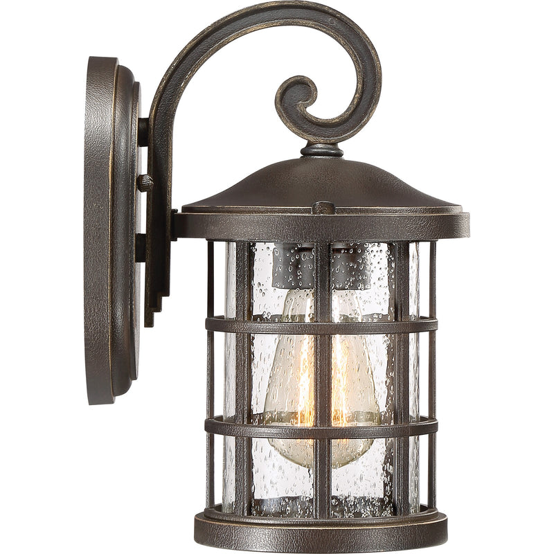 Quoizel Crusade 6in 1-Light Outdoor Lantern | Craftsman Palladian Bronze and Clear Seedy Glass | Porch & Entryway | 6 x 7.75 x 11 in | Model CSE8406PN