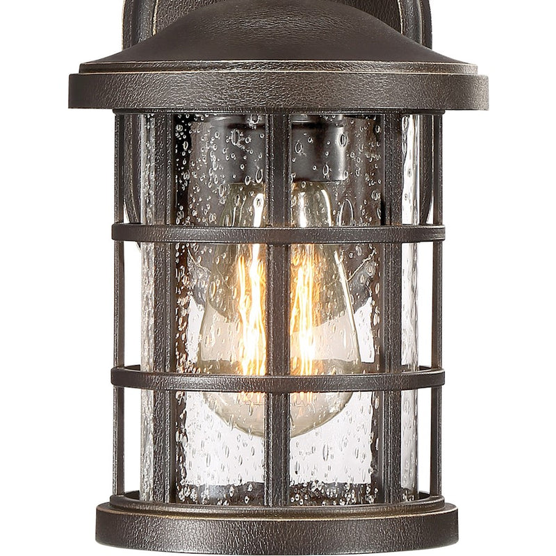 Quoizel Crusade 6in 1-Light Outdoor Lantern | Craftsman Palladian Bronze and Clear Seedy Glass | Porch & Entryway | 6 x 7.75 x 11 in | Model CSE8406PN