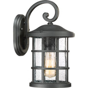 Quoizel Crusade 8in 1-Light Outdoor Wall Lantern | Craftsman Earth Black and Clear Seedy Glass | Entryway & Porch | Model CSE8408EK