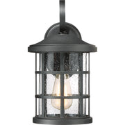 Quoizel Crusade 8in 1-Light Outdoor Wall Lantern | Craftsman Earth Black and Clear Seedy Glass | Entryway & Porch | Model CSE8408EK