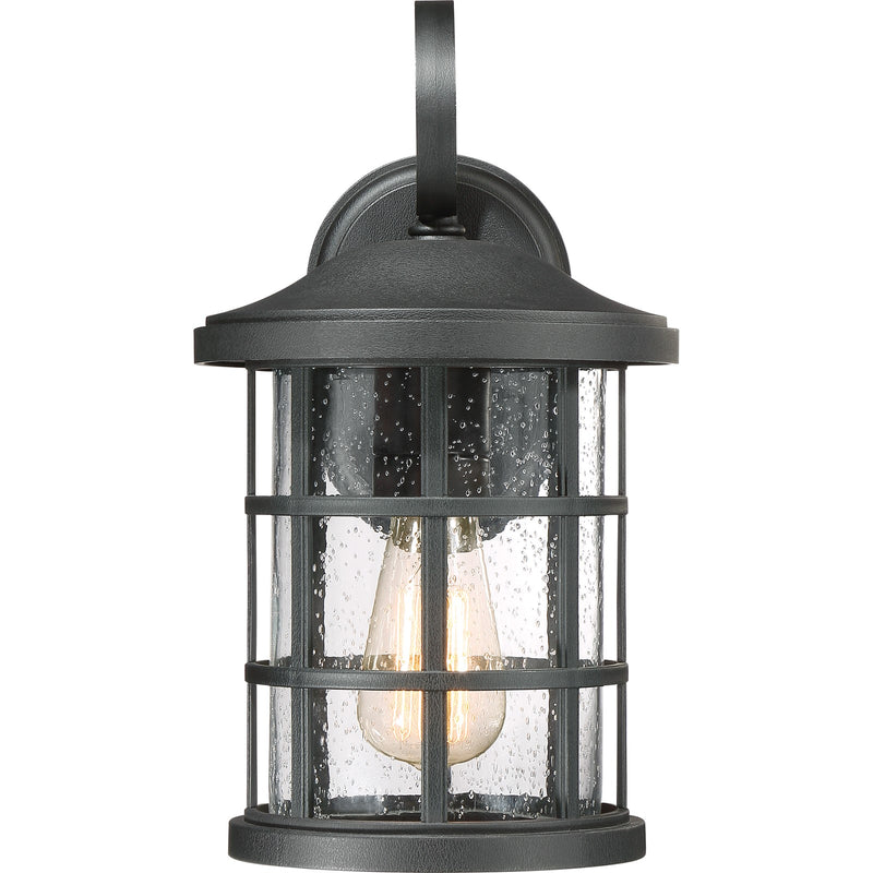 Quoizel Crusade 8in 1-Light Outdoor Wall Lantern | Craftsman Earth Black and Clear Seedy Glass | Entryway & Porch | Model CSE8408EK